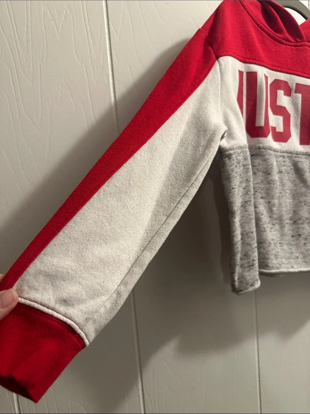 Justice Red and White Colorblock Hoodie Sweatshirt